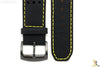 Citizen 59-S52633 Original Replacement 23mm Black Leather Watch Band Strap w/ Yellow Stitching - Forevertime77