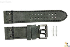 Luminox 1883 1800 Atacama 26mm Grey Leather PVD Buckle Watch Band Strap w/2 Pins