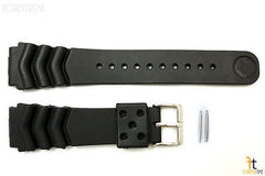 20mm for SEIKO Z-22 Wave Divers Heavy Black Rubber Watch Band Strap w/ 2 Pins
