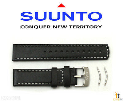 Suunto Elementum Original Black Leather Watch Band Strap Kit w/ 2 Pins - Forevertime77