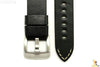 ALFA 22mm Black Smooth Genuine Leather Watch Band Strap Anti-Allergic Heavy Duty - Forevertime77