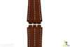 18mm Men's Brown Leather w/ White Stitches Band Strap fits SWATCH watches - Forevertime77