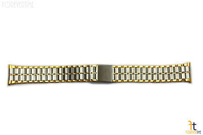 20mm Stainless Steel Metal (Two Tone) Adjustable (8 Links) Watch Band Strap - Forevertime77