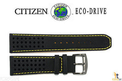 Citizen 59-S52633 Original Replacement 23mm Black Leather Watch Band Strap w/ Yellow Stitching