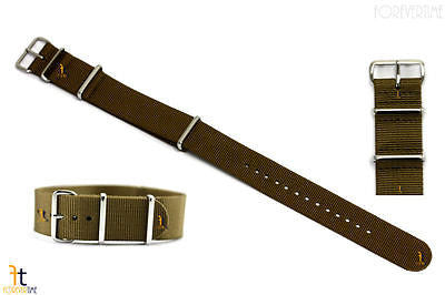 22mm Heavy Duty High End Khaki Woven Watch Band Strap 3 Loops - Forevertime77