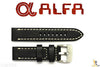 ALFA 24mm Black Smooth Genuine Leather Watch Band Strap Anti-Allergic w/Stitches - Forevertime77