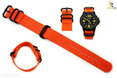 24mm Fits Luminox Nylon Woven Orange Watch Band Strap 4 Black S/S Rings