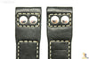 ALFA 24mm Black Genuine Smooth Leather RIVET Watch Band Strap Anti-Allergic - Forevertime77