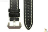 ALFA 22mm Black Genuine Textured Leather Watch Band Strap Anti-Allergic - Forevertime77