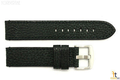 20mm Black Textured Leather Watch Band w/Stitches Fits Luminox Anti-Allergic - Forevertime77