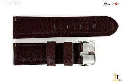 Bandenba 22mm Genuine Dark Brown Textured Leather Panerai Stitched Watch Band - Forevertime77