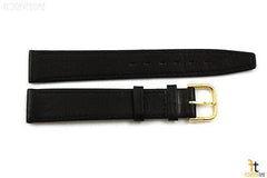16mm Genuine Black Leather Stitched Watch Band Strap Gold Tone Buckle