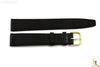 16mm Genuine Black Leather Stitched Watch Band Strap Gold Tone Buckle - Forevertime77