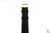 16mm Genuine Black Leather Stitched Watch Band Strap Gold Tone Buckle - Forevertime77