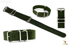 22mm Fits Luminox Nylon Woven Military Green Watch Band Strap 4 S/S Rings