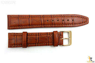 20mm Genuine Honey Leather Padded Stitched Watch Band Strap Gold Tone Buckle - Forevertime77