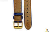 18mm Genuine Blue Leather Watch Band Strap Gold Tone Buckle for Heavy Watches - Forevertime77