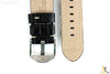 Bandenba 22mm Genuine Black Crocodile Grain Leather White Stitched Watch Band - Forevertime77