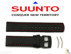 Suunto Elementum Original Black / Red Leather Watch Band Strap Kit w/ 2 Pins  SS019177000