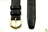 18mm Genuine Teju Black Lizard Skin Watch Band Strap Gold Tone Buckle - Forevertime77