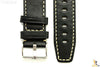 ALFA 20mm Black Genuine Smooth Leather RIVET Watch Band Strap Anti-Allergic - Forevertime77