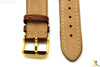 20mm Genuine Brown Leather Watch Band Strap Gold Tone Buckle for Heavy Watches - Forevertime77