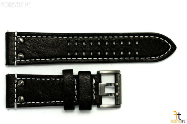 Luminox 1921 1941 Atacama 26mm Black Leather Watch Band Strap - Forevertime77