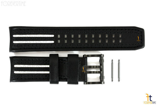 Luminox 1140 Tony Kanaan 26mm Black Leather White Stripes Watch Band Strap 1148 - Forevertime77