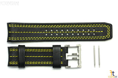 Luminox 1138 Tony Kanaan 26mm Leather Black / Yellow Watch Band Strap 1130
