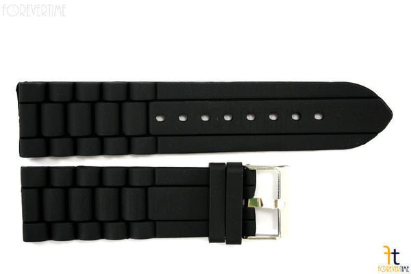 24mm Fits Fossil Black Silicon Rubber Watch BAND Strap - Forevertime77