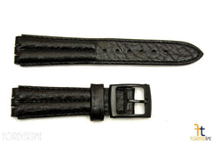 18mm Men's Padded Black Leather Compatible  Band Strap fits SWATCH watches