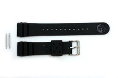 22mm for SEIKO Z-22 Divers Heavy Black Rubber Watch Band Strap w/ 2 Spring Bars