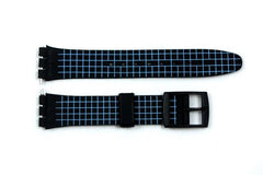 17mm Neon Blue Checkered PVC Compatible  Watch Band Strap fits SWATCH watches