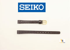 9mm Ladies SEIKO Genuine Leather Lizard Grain Wristwatch Band Strap Brown