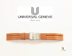 18mm Universal Geneve Brown Leather Band with Deployment Buckle Swiss Made