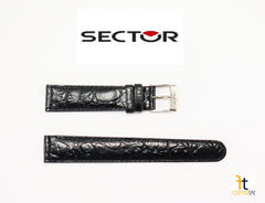 18mm Original Sector Black Croco Grain Genuine Leather Band