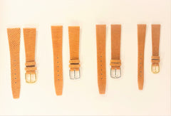 Genuine Lizard Leather Wristwatch Band in Various Sizes (14mm, 16mm, 18mm, 20mm) Tan Color