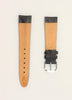 Genuine Black Leather Watch Band Strap Double Stitching Semi-Padded