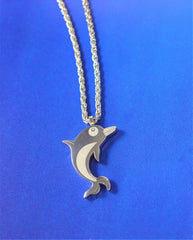 Stainless Steel Dolphin Pendant with Stainless Steel Rope Chain Necklace Unisex