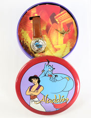 Disney Aladdin Watch by Fossil w/Tin Case & Pin Brand New Old Stock Vintage