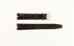 LADIES GUCCI 16MM GENUINE DARK BROWN LEATHER WATCH BAND CROCO GRAIN