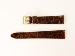 Primo 18mm Crocodile Veritable Brown Italian Watch Band CrocoMBr18