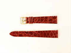 Primo 18mm Crocodile Veritable Burgundy Italian Watch Band CrocoMBrg18-1