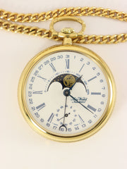 Aero Neuchatel Gold Plated Mechanical Pocket Watch with Moon Phase