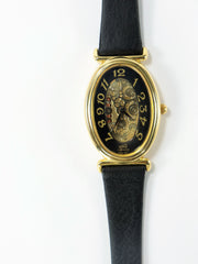 Ladies Oval Skeletonized Gold Plated Watch by St. Bernard / Steampunk Fashion