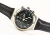 Swatch Irony Chronograph Watch Stainless Steel Casing Black Leather Band Vintage New 1990's - Forevertime77