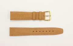 Genuine Leather Suede Stitched Watch Band Strap TAN - Various Sizes & Buckle Color