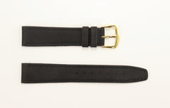 Genuine Leather Suede Stitched Watch Band Strap BLACK - Various Sizes & Buckle Color