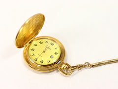 Colibri Gold Plated Pocket Watch with Date and Chain Swiss Made