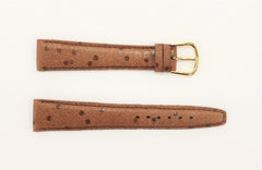 Brown Genuine Leather Watch Band Faux Ostrich Design (Various Sizes)